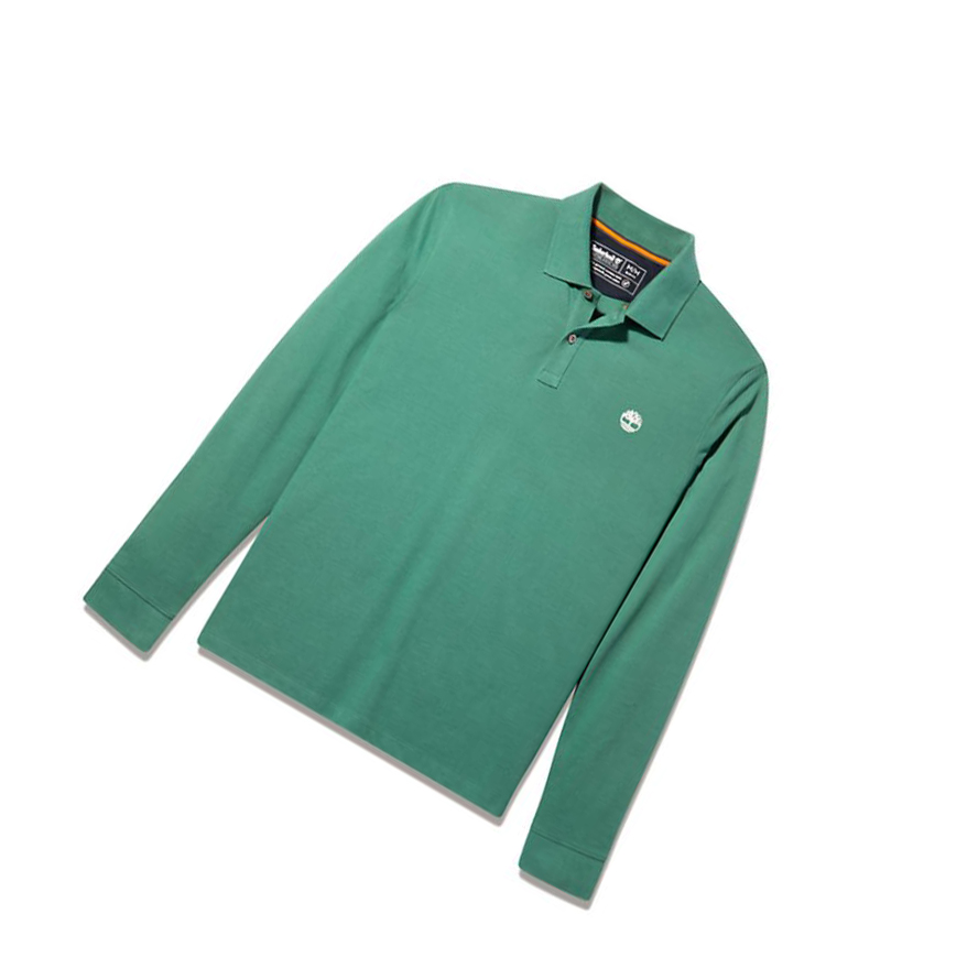 Camisa Polo Timberland Millers River LS Hombre Verde | ES-AKZDX39