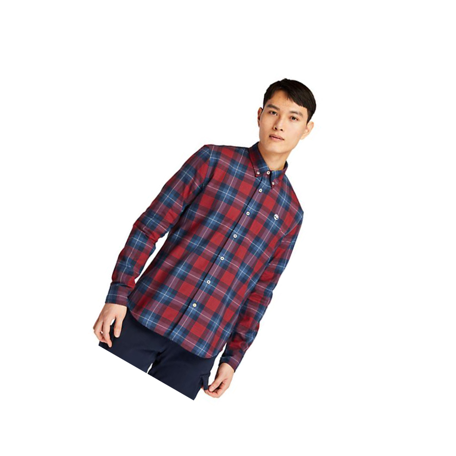 Camisas Timberland Back River Herringbone Hombre Rojas | ES-TYRMZ19