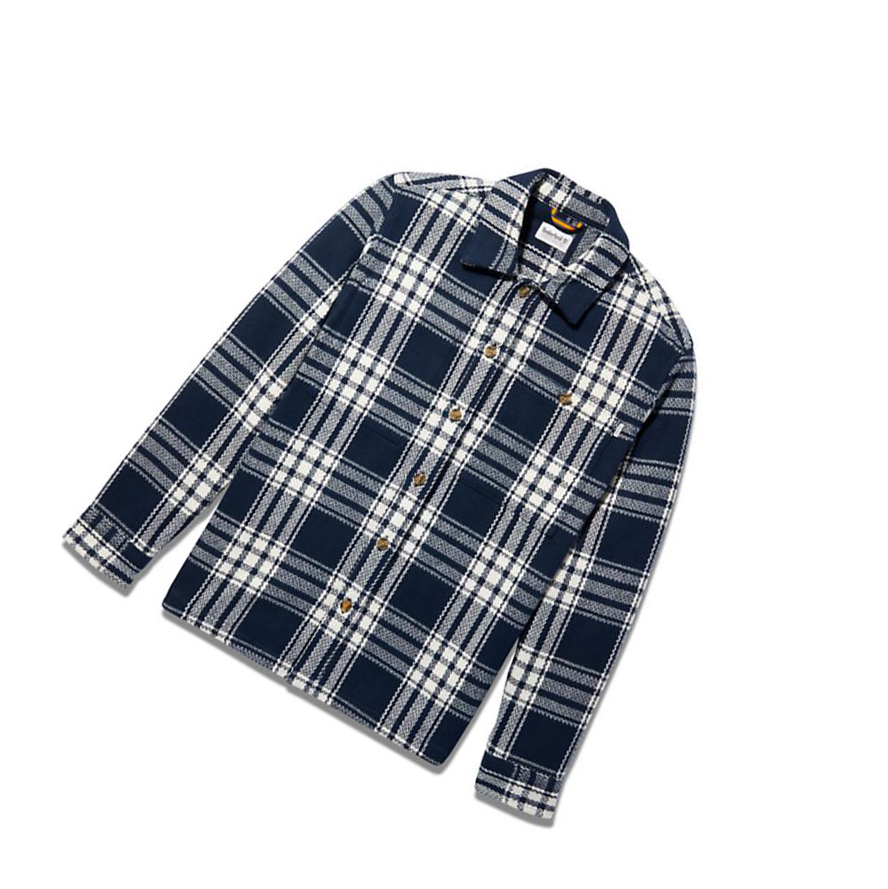 Camisas Timberland Heavy Herringbone-plaid Hombre Azul Marino | ES-CLABV93