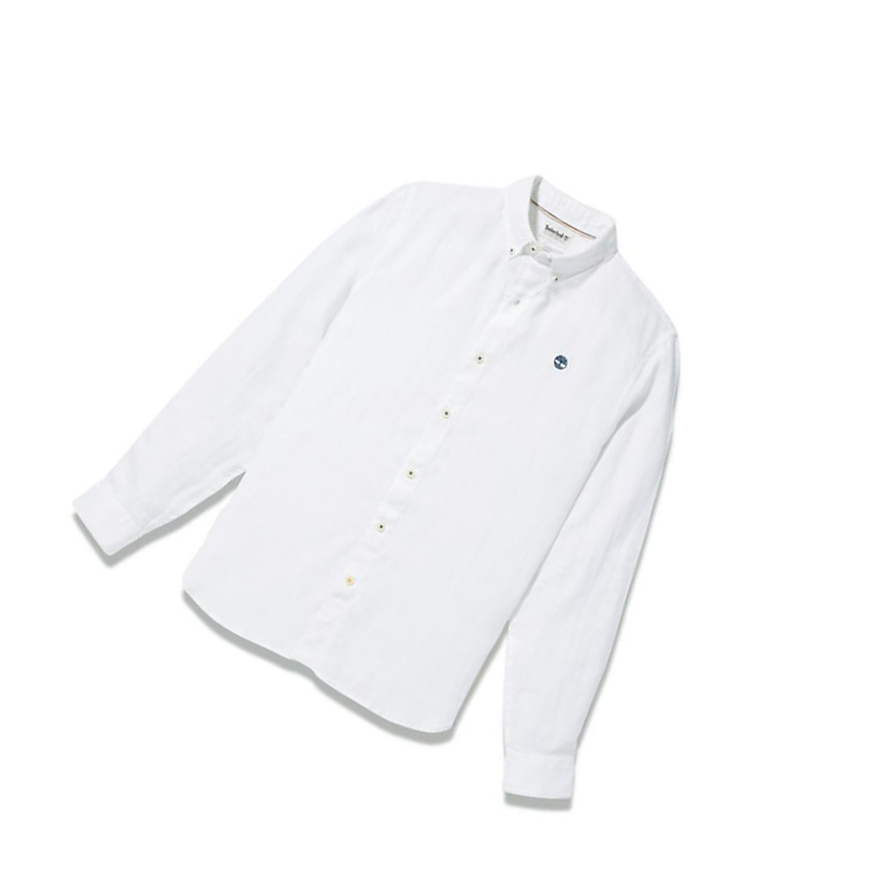 Camisas Timberland Mill River LS Linen Hombre Blancas | ES-NBZWQ86