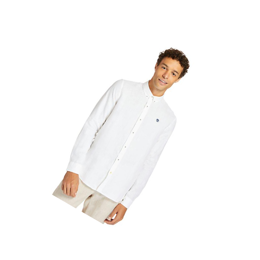 Camisas Timberland Mill River LS Linen Hombre Blancas | ES-NBZWQ86