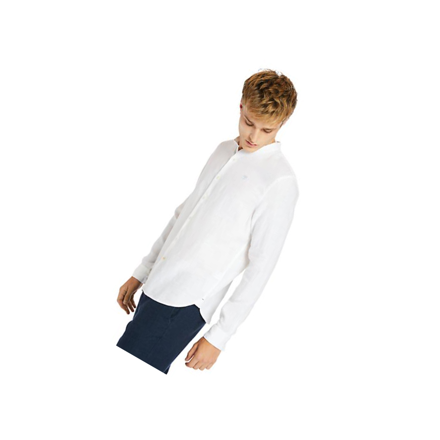 Camisas Timberland Mill River Linen Hombre Blancas | ES-KUCFX08