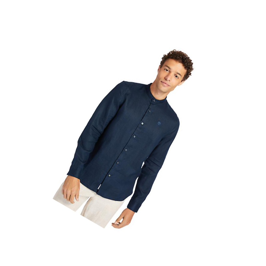 Camisas Timberland Mill River Linen Hombre Azul Marino | ES-YCQWX58