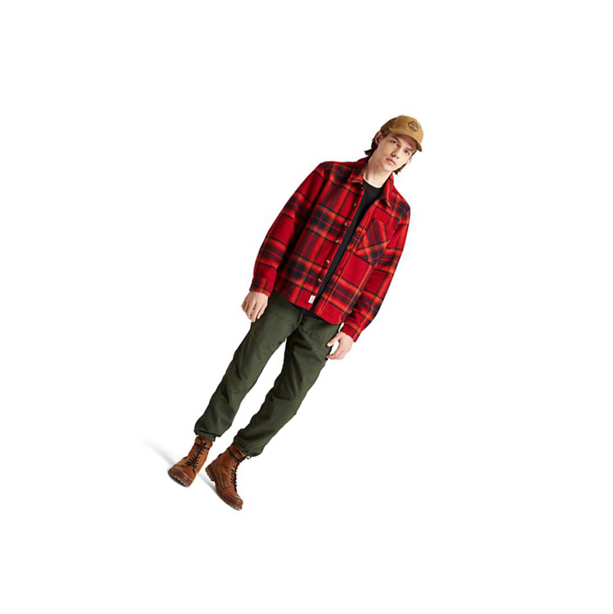 Camisas Timberland Plaid Fleece Hombre Rojas | ES-QFUOW64