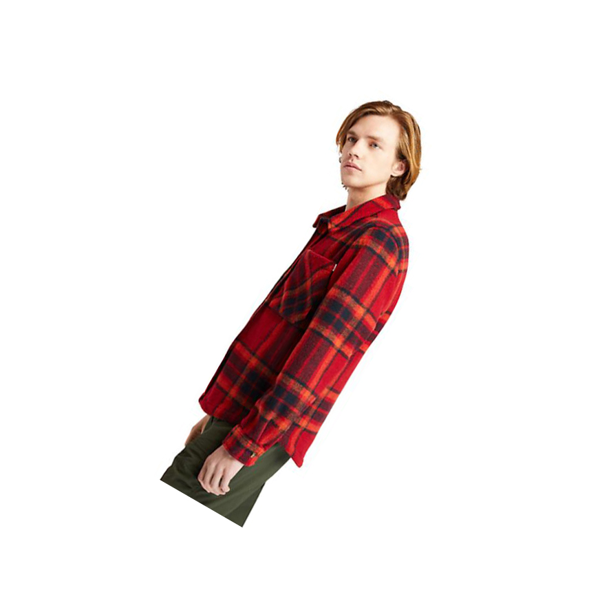 Camisas Timberland Plaid Fleece Hombre Rojas | ES-QFUOW64