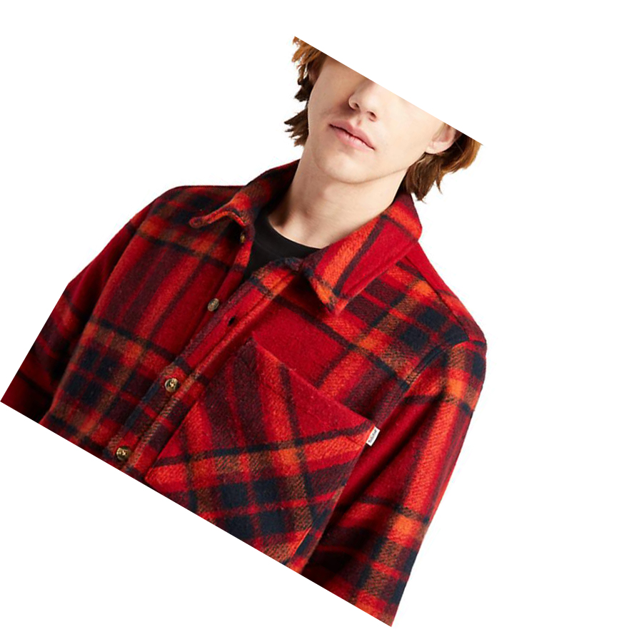 Camisas Timberland Plaid Fleece Hombre Rojas | ES-QFUOW64