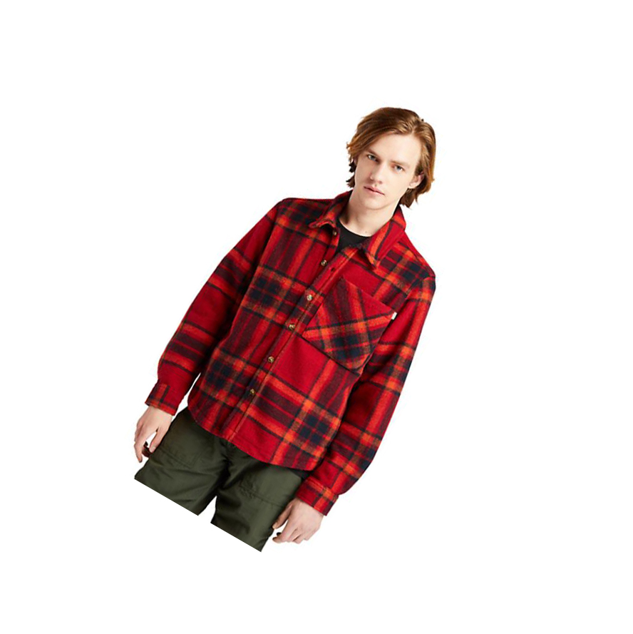 Camisas Timberland Plaid Fleece Hombre Rojas | ES-QFUOW64