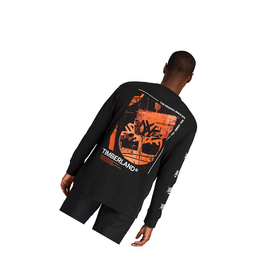 Camiseta Timberland Back-Graphic LS Hombre Negras | ES-ODXWI28