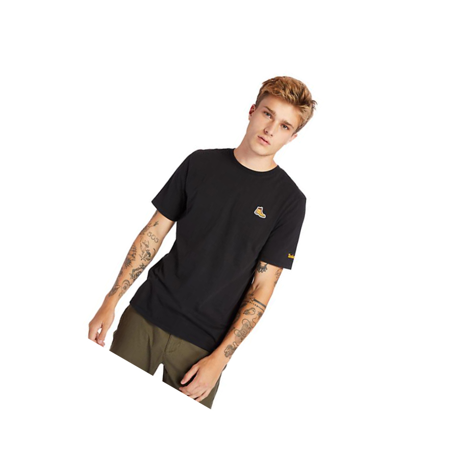 Camiseta Timberland Boot Logo Hombre Negras | ES-SDWAN90