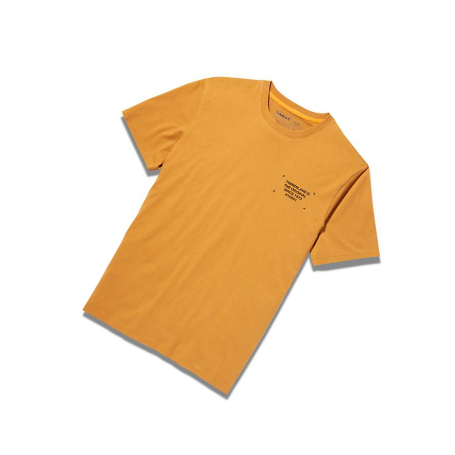 Camiseta Timberland Camo-print Logo Hombre Amarillo Oscuro | ES-FESGJ49