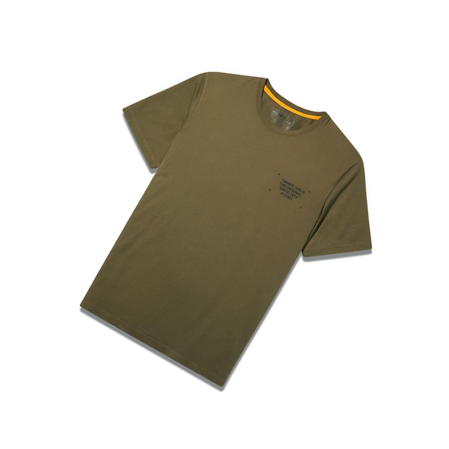 Camiseta Timberland Camo-print Logo Hombre Verde Oscuro | ES-XABWL86