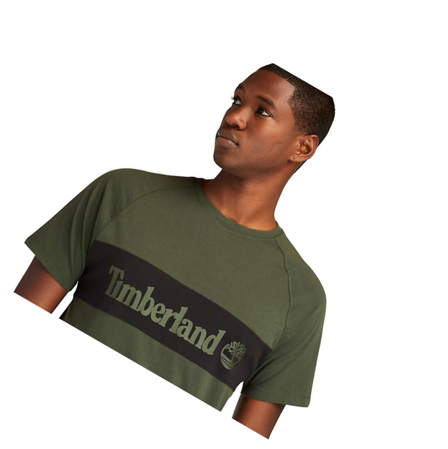 Camiseta Timberland Cut-and-sew Hombre Verde Oscuro | ES-OJXZC31