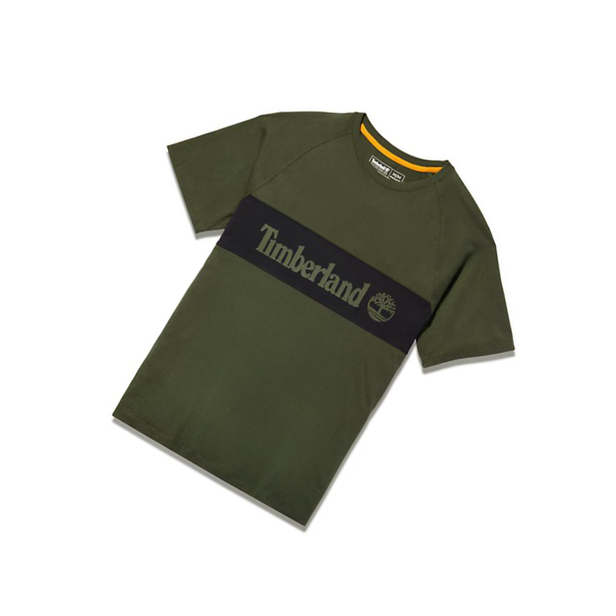 Camiseta Timberland Cut-and-sew Hombre Verde Oscuro | ES-OJXZC31