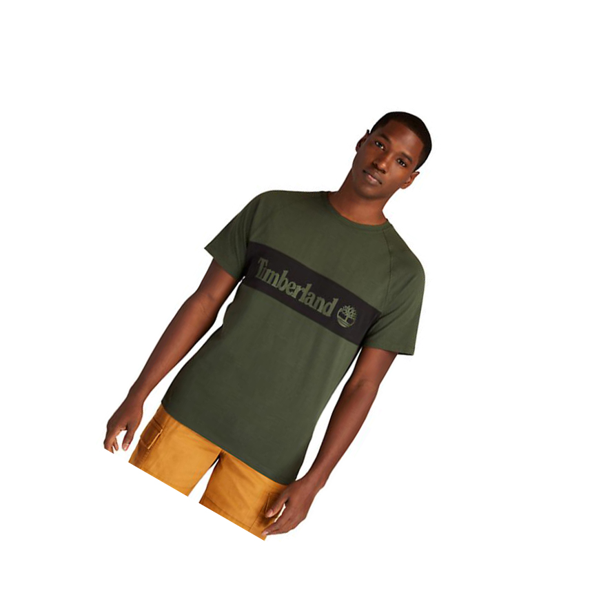 Camiseta Timberland Cut-and-sew Hombre Verde Oscuro | ES-OJXZC31