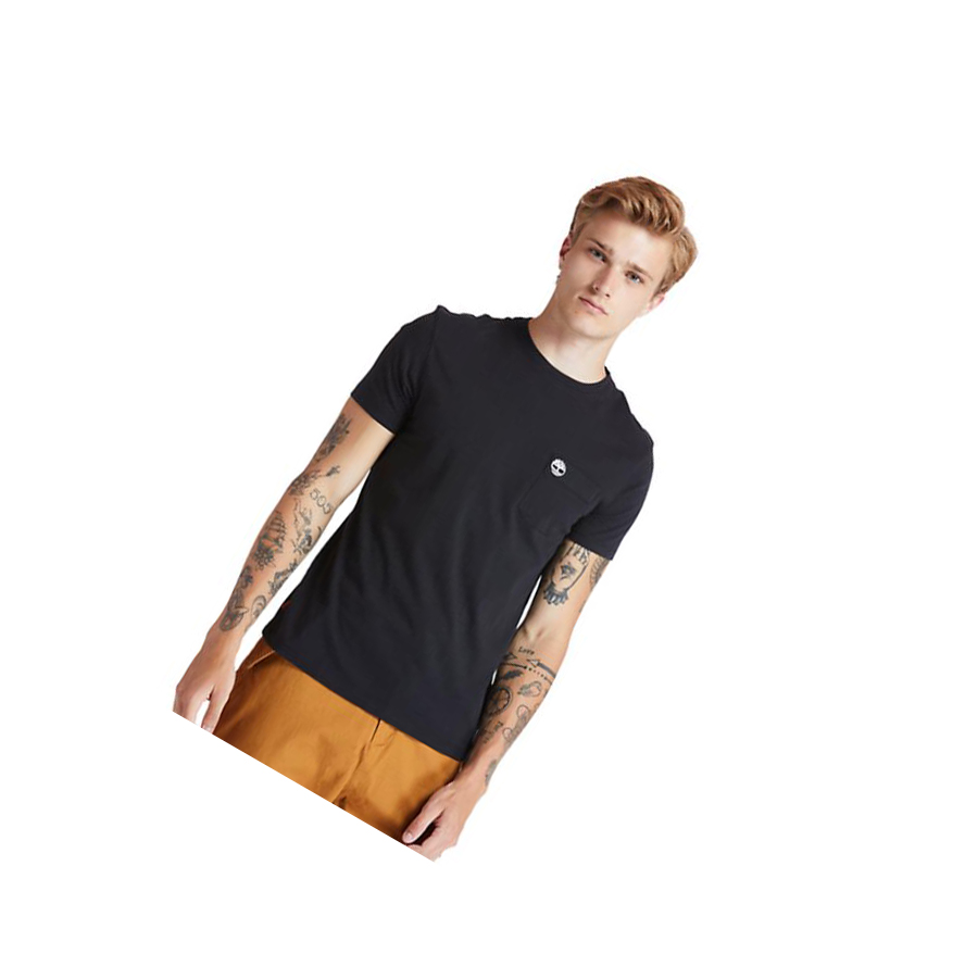 Camiseta Timberland Dunstan River Pocket Hombre Negras | ES-HFJAE95