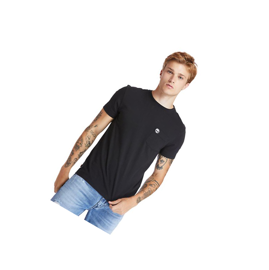 Camiseta Timberland Dunstan River Pocket Hombre Negras | ES-HFJAE95