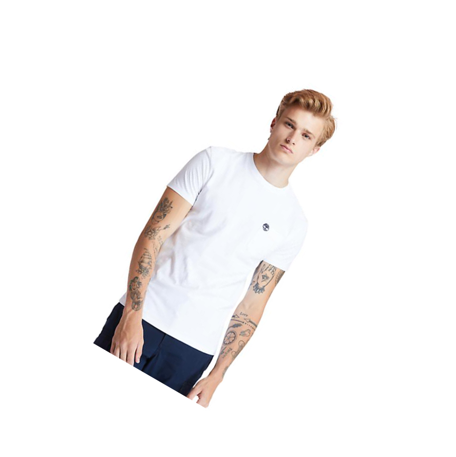 Camiseta Timberland Dunstan River Pocket Hombre Blancas | ES-IORTV02