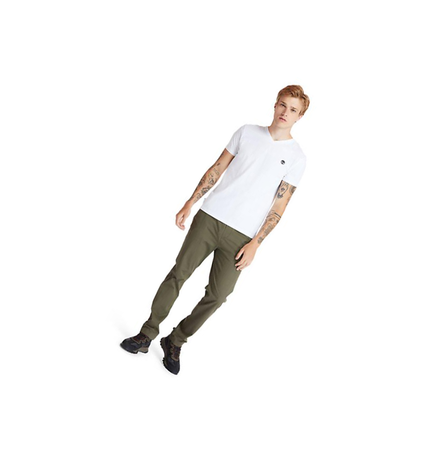 Camiseta Timberland Dunstan River V-Neck Hombre Blancas | ES-ZNIAE51