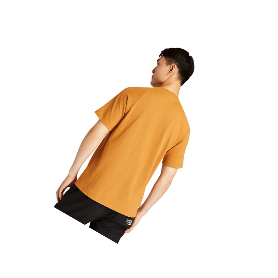 Camiseta Timberland Heavyweight Logo Hombre Amarillo | ES-EAQVH79