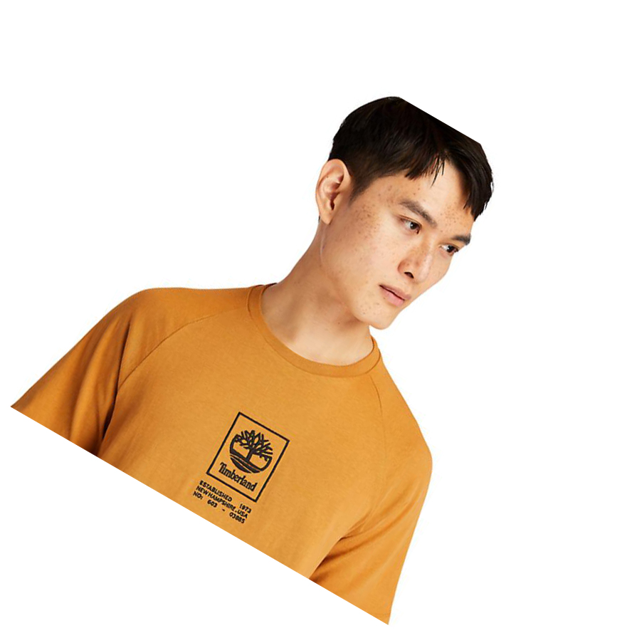 Camiseta Timberland Heavyweight Logo Hombre Amarillo | ES-EAQVH79