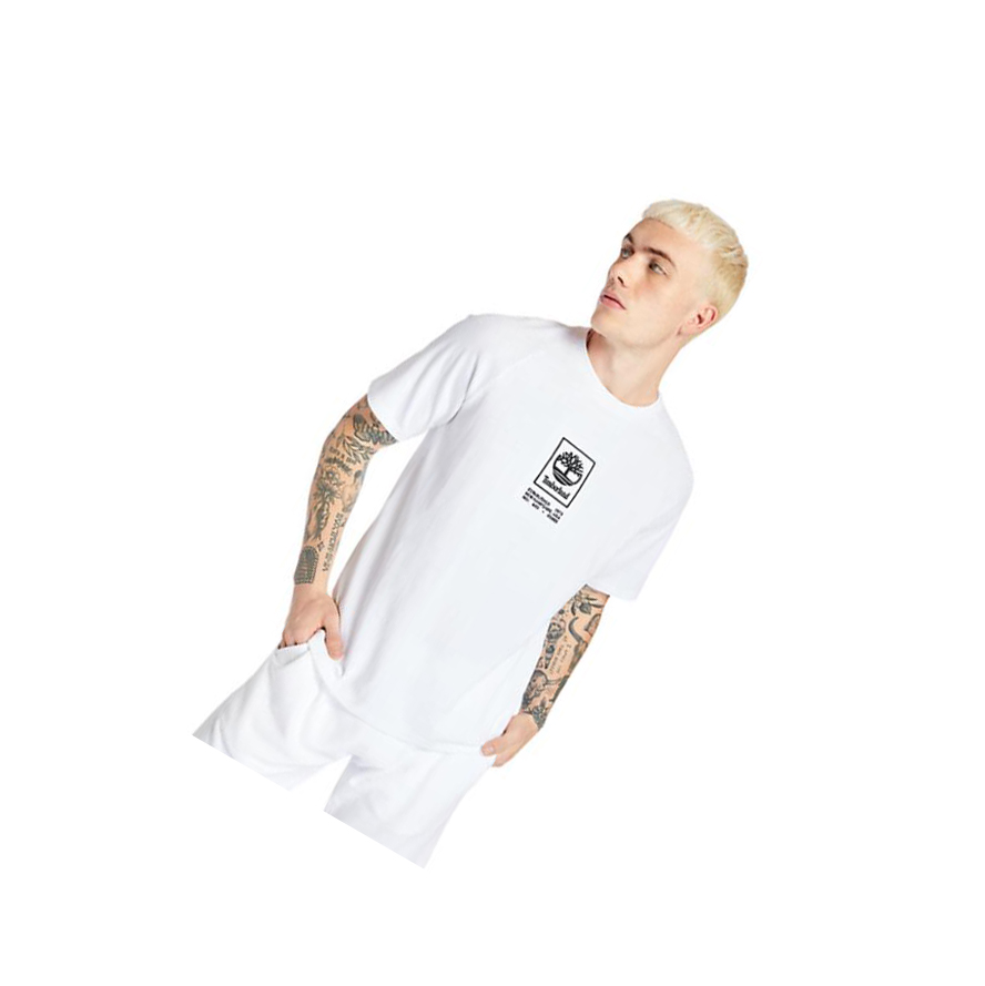 Camiseta Timberland Heavyweight Logo Hombre Blancas | ES-UBIDZ18