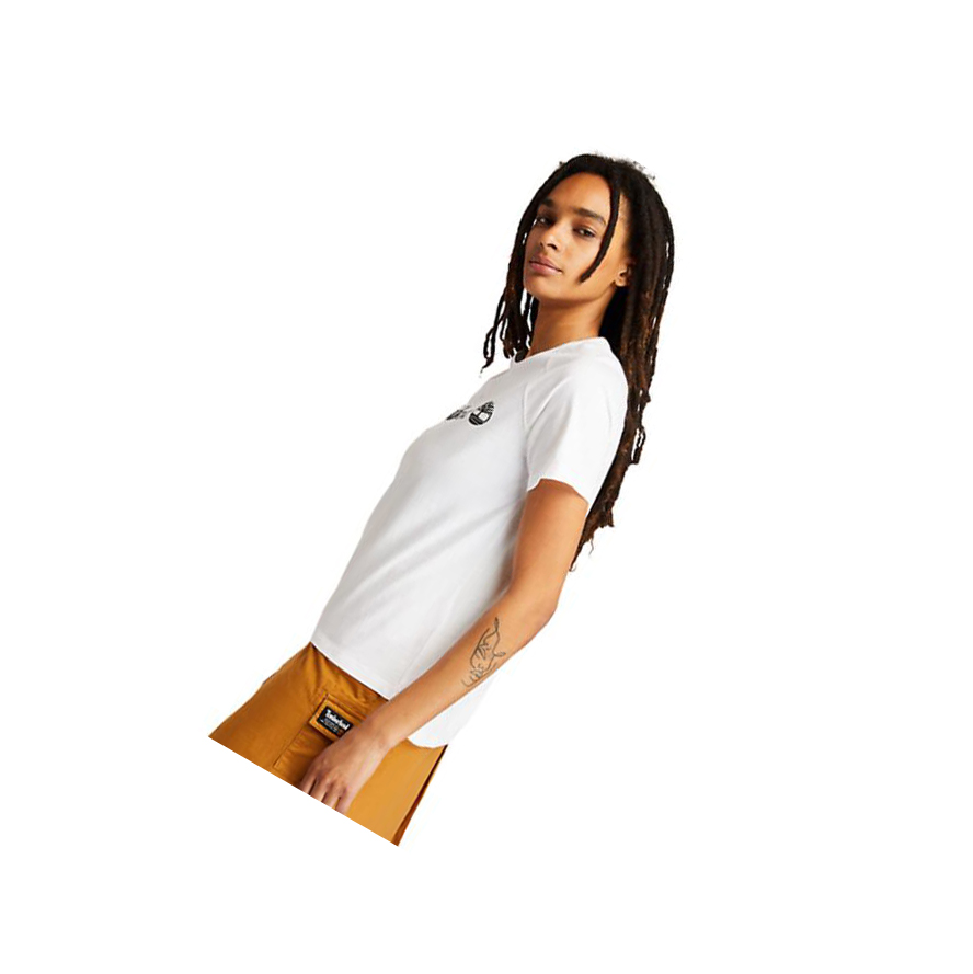 Camiseta Timberland Logo Mujer Blancas | ES-NBCJD23