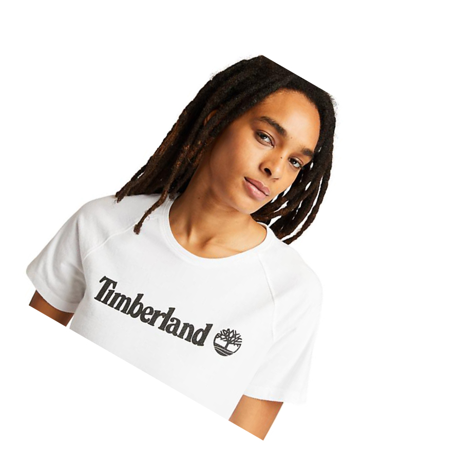 Camiseta Timberland Logo Mujer Blancas | ES-NBCJD23