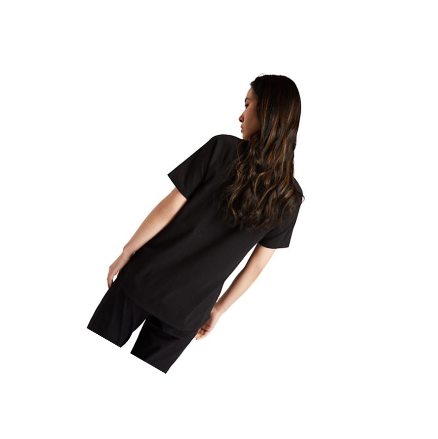 Camiseta Timberland Logo Mujer Negras | ES-WJDQS23