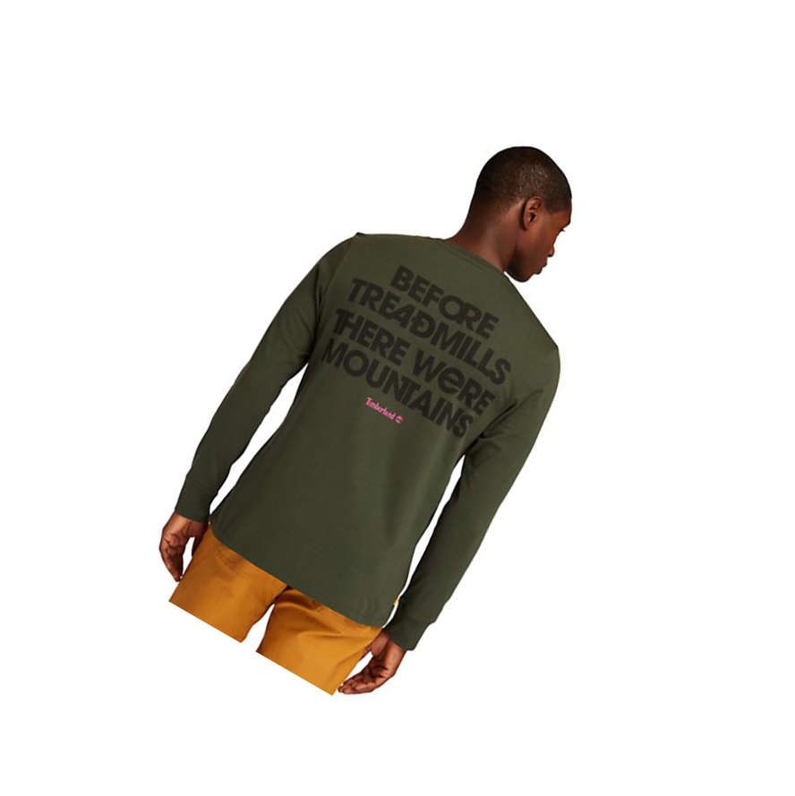 Camiseta Timberland Outdoor Archive Long-sleeved Graphic Hombre Verde Oscuro | ES-KULZI82