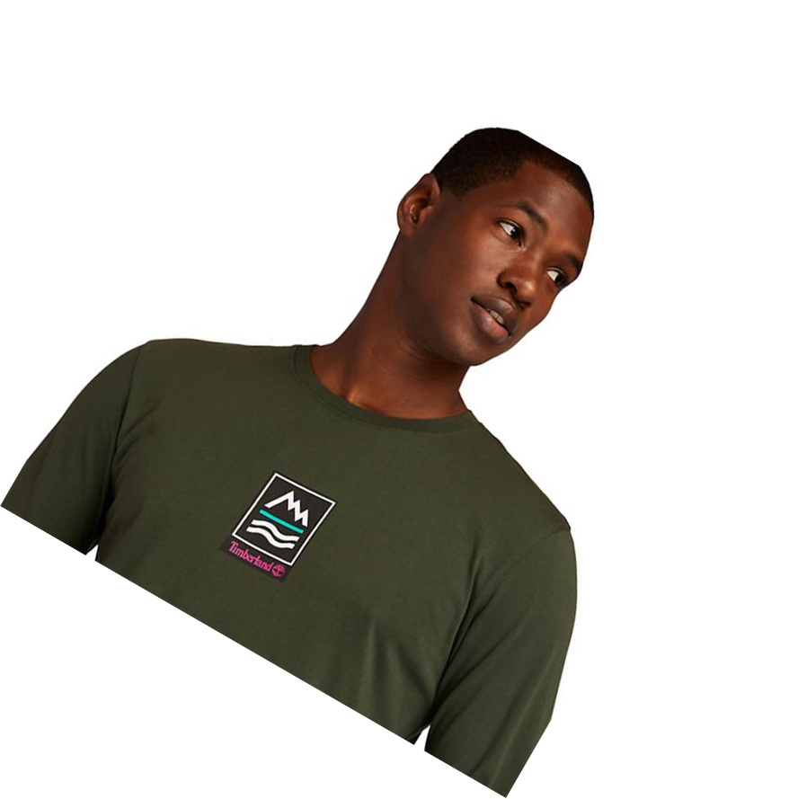 Camiseta Timberland Outdoor Archive Long-sleeved Graphic Hombre Verde Oscuro | ES-KULZI82