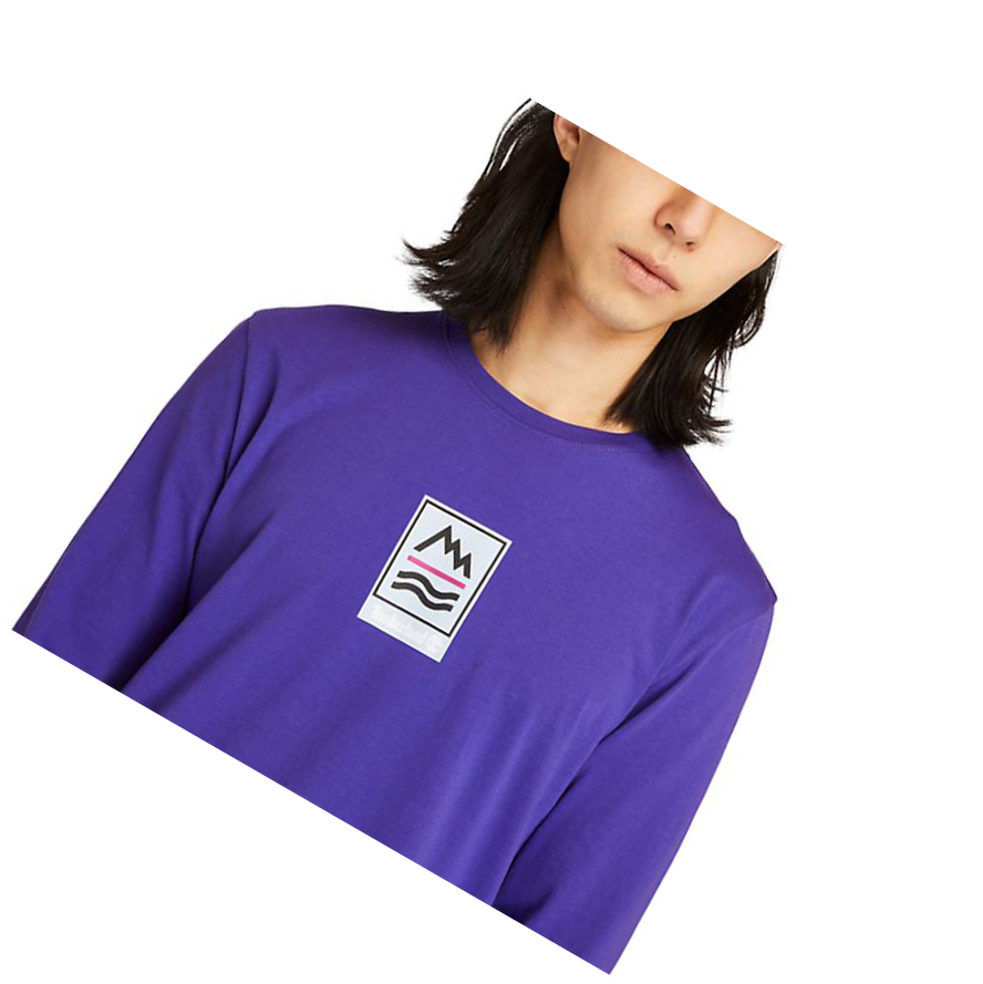 Camiseta Timberland Outdoor Archive Long-sleeved Graphic Hombre Azules | ES-XPLUB96