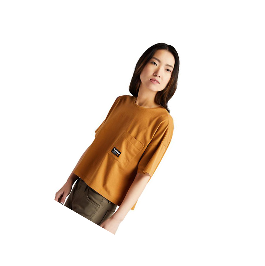 Camiseta Timberland Progressive Utility Pocket Mujer Amarillo Oscuro | ES-LPIKA25