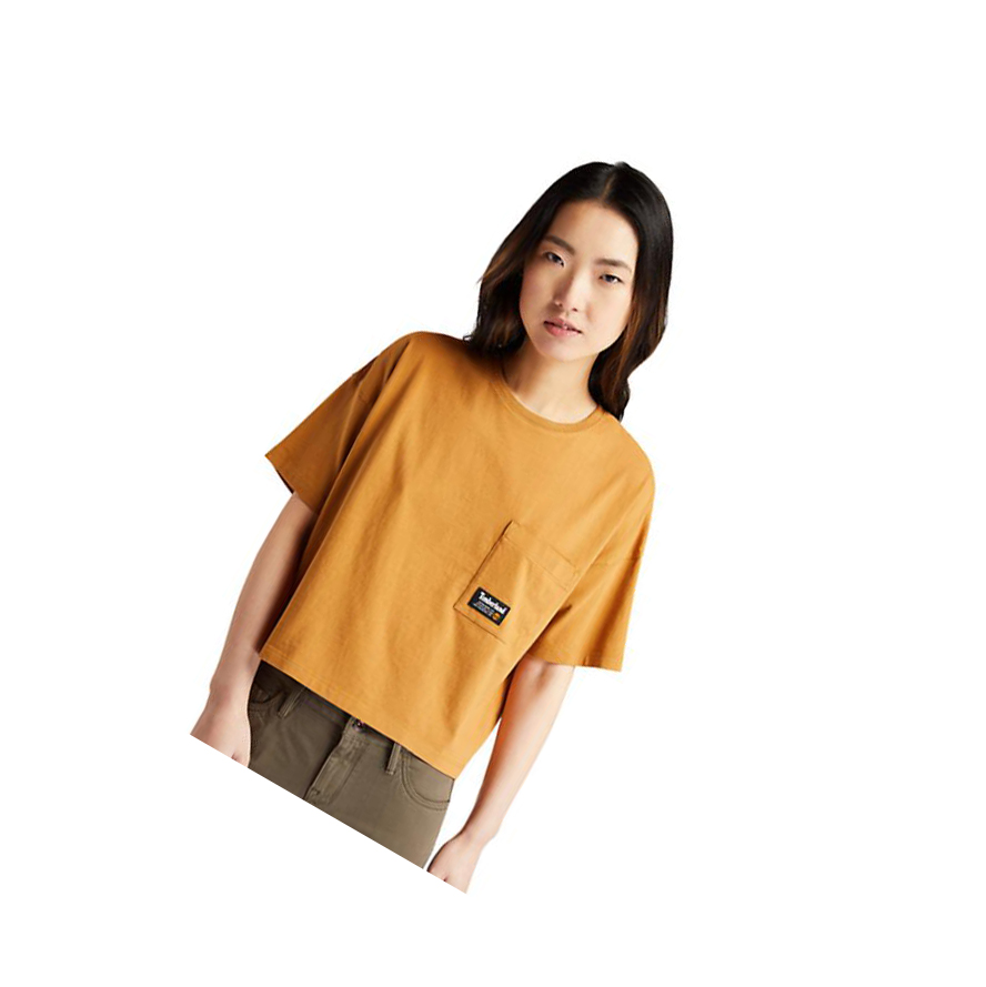 Camiseta Timberland Progressive Utility Pocket Mujer Amarillo Oscuro | ES-LPIKA25