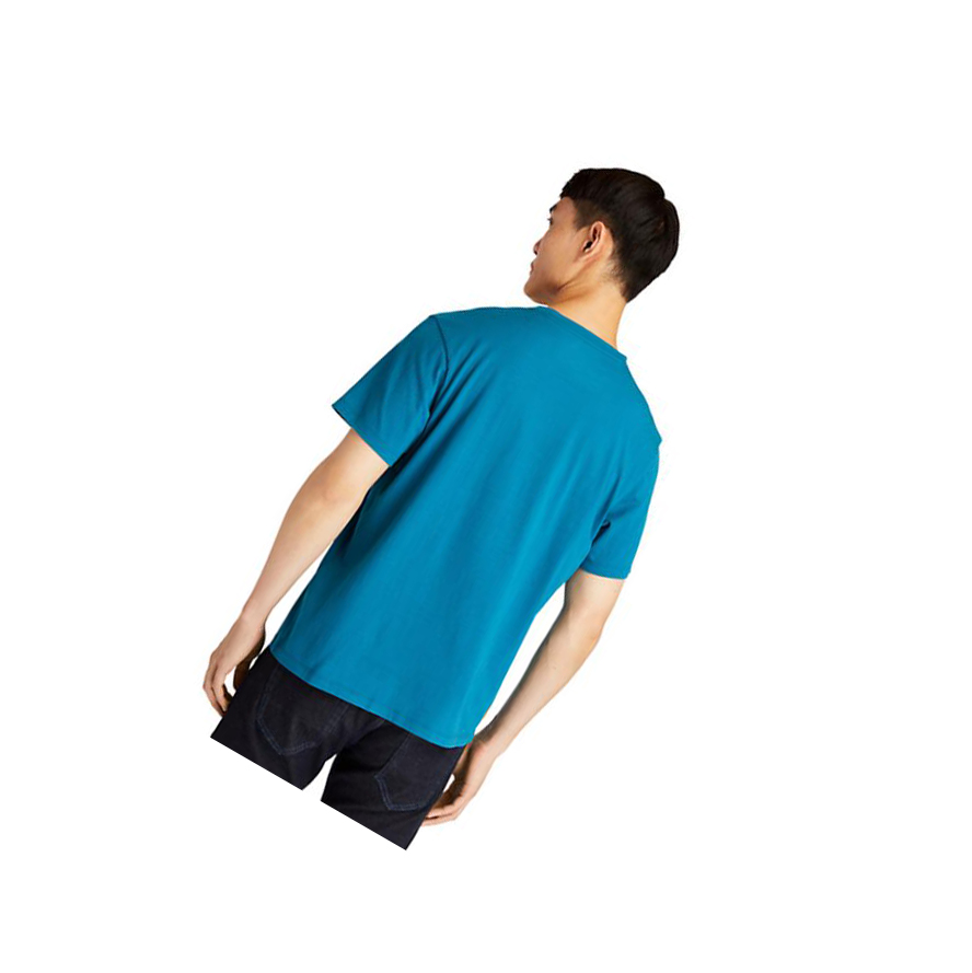 Camiseta Timberland Raised-print Logo Hombre Teal | ES-ZONPF31