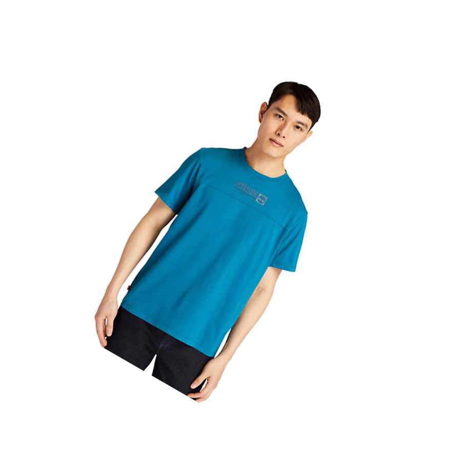 Camiseta Timberland Raised-print Logo Hombre Teal | ES-ZONPF31