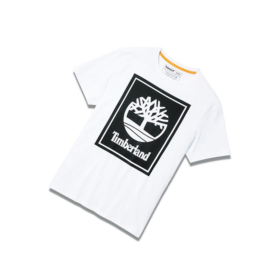 Camiseta Timberland Stack Logo Hombre Blancas | ES-QPIEL62