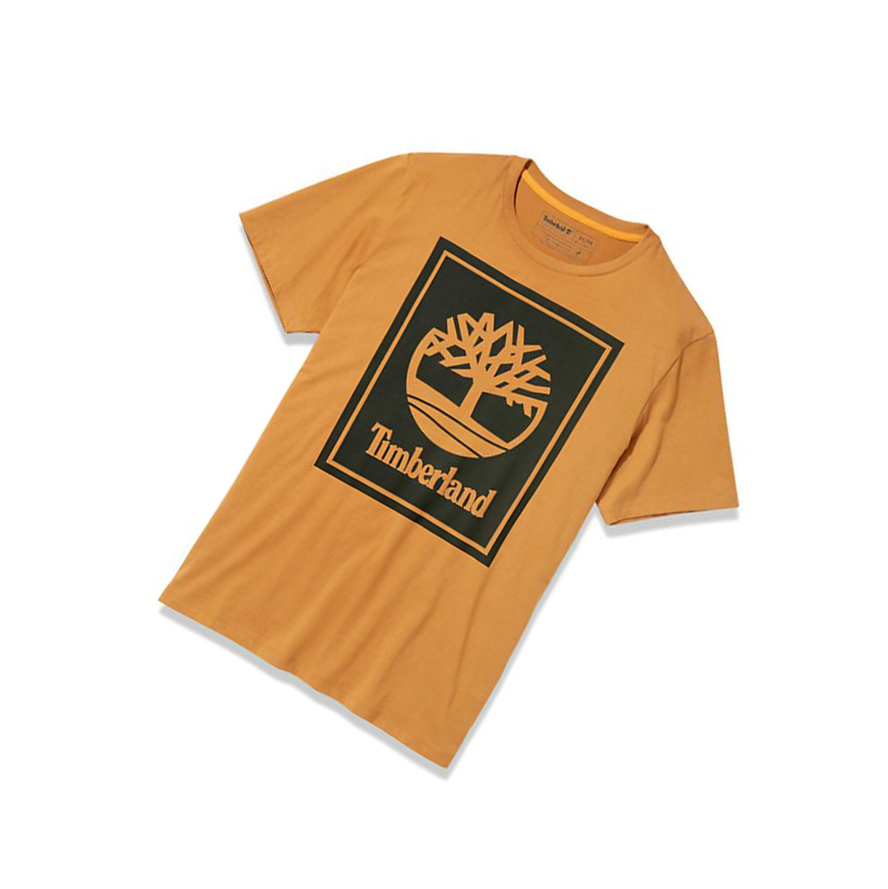 Camiseta Timberland Stack Logo Hombre Naranjas Negras | ES-BLUNP85