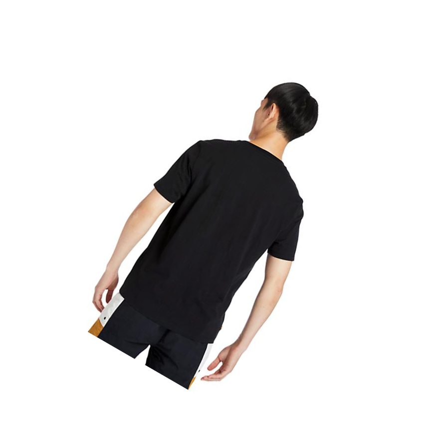 Camiseta Timberland Stack Logo Hombre Negras Blancas | ES-CQFPW61