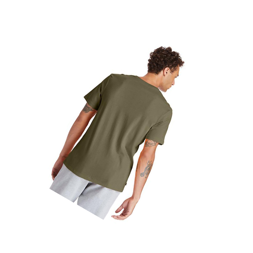 Camiseta Timberland Stack Logo Hombre Verde | ES-VXOBK49