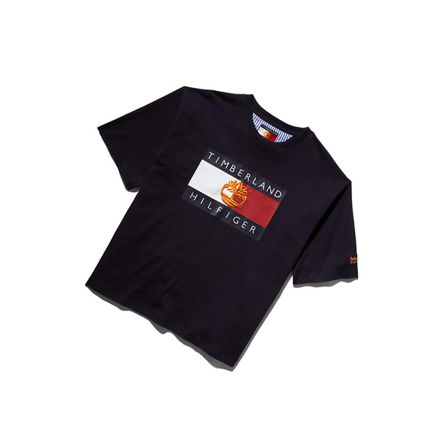 Camiseta Timberland Tommy Hilfiger x Timberland® Re-Mixed Flag Hombre Azules | ES-ZAPDI83