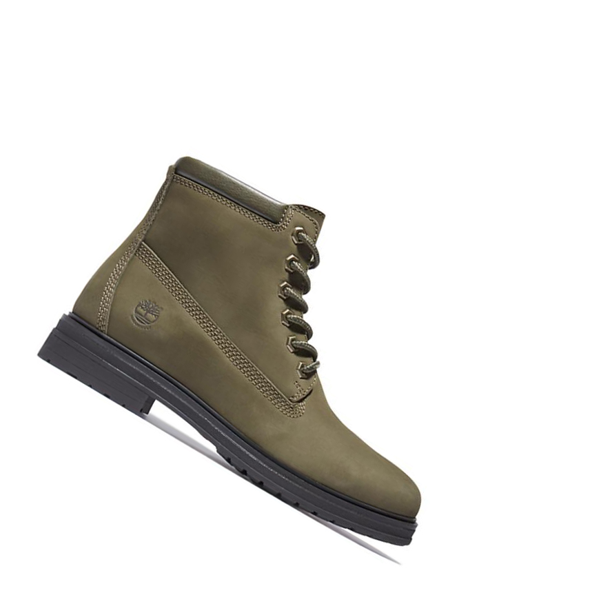 Original 6-inch Boots Timberland Hannover Hill Mujer Verde Oscuro | ES-WPECM38