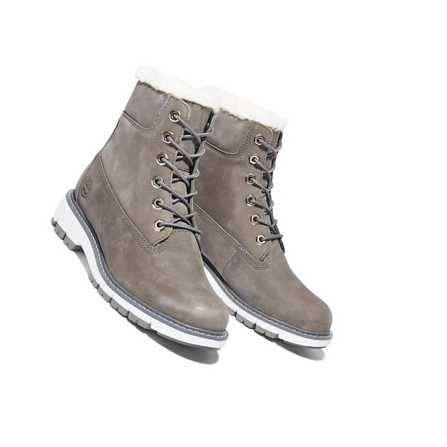 Original 6-inch Boots Timberland Lucia Way Forro Mujer Gris | ES-OVZIY49