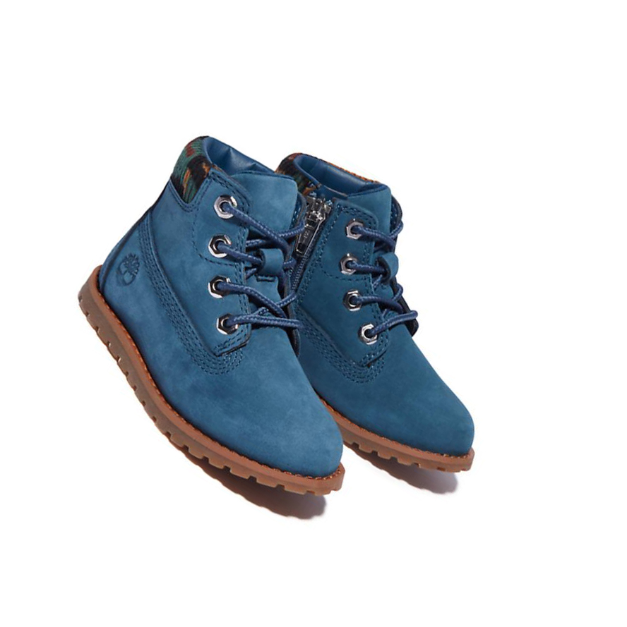 Original 6-inch Boots Timberland Pokey Pine Niños Azules | ES-KLYHI48