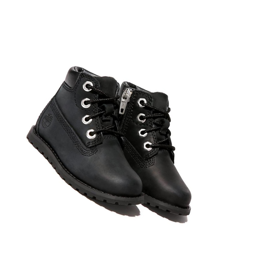 Original 6-inch Boots Timberland Pokey Pine Side-Zip Niños Negras | ES-LXGSN13