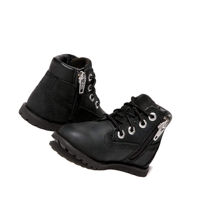 Original 6-inch Boots Timberland Pokey Pine Side-Zip Niños Negras | ES-LXGSN13