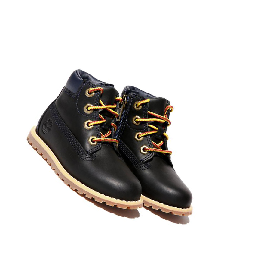 Original 6-inch Boots Timberland Pokey Pine Side-Zip Niños Azul Marino | ES-MXNQE58