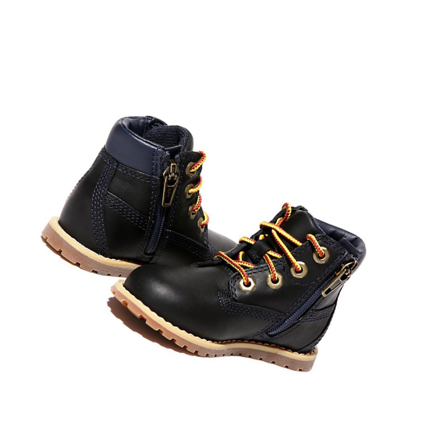 Original 6-inch Boots Timberland Pokey Pine Side-Zip Niños Azul Marino | ES-MXNQE58