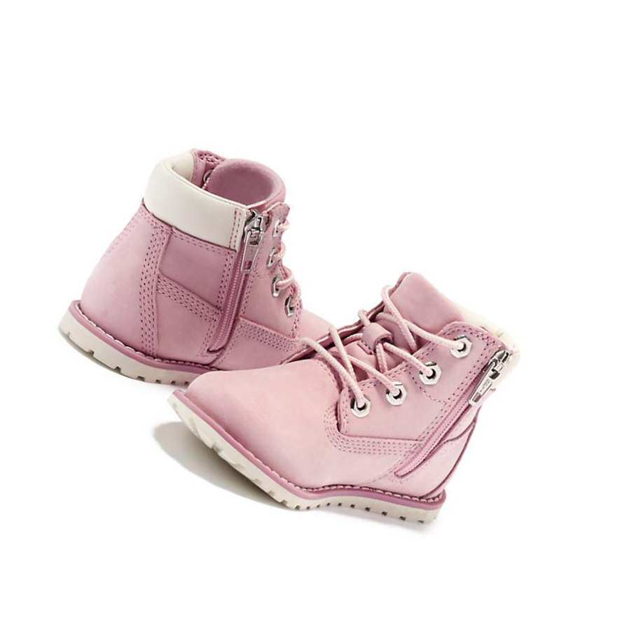 Original 6-inch Boots Timberland Pokey Pine 6-Inch Side-Zip Niños Rosas | ES-TZFWA07