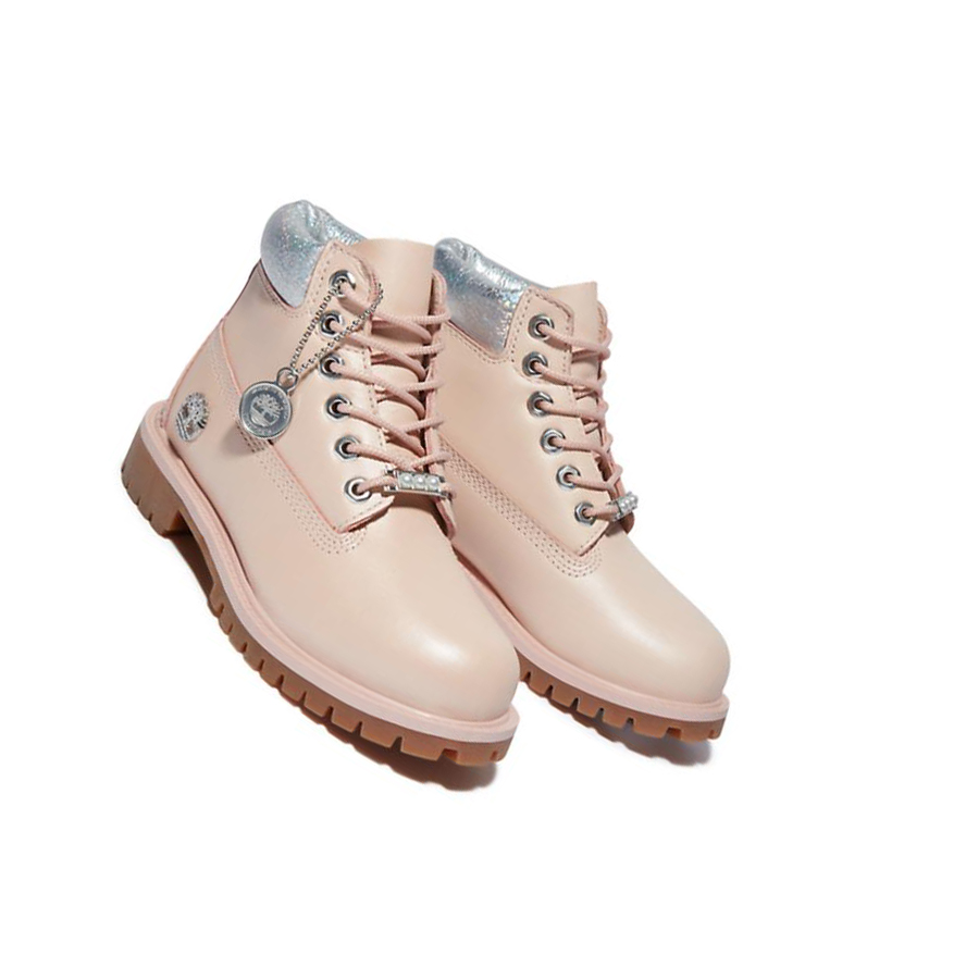 Original 6-inch Boots Timberland Premium Waterproofs Niños Rosas | ES-QLBZP56