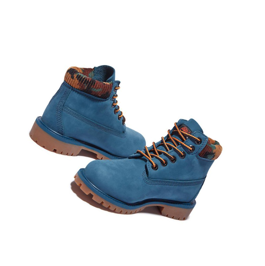 Original 6-inch Boots Timberland Premium Waterproofs Niños Azules | ES-RMZGQ19